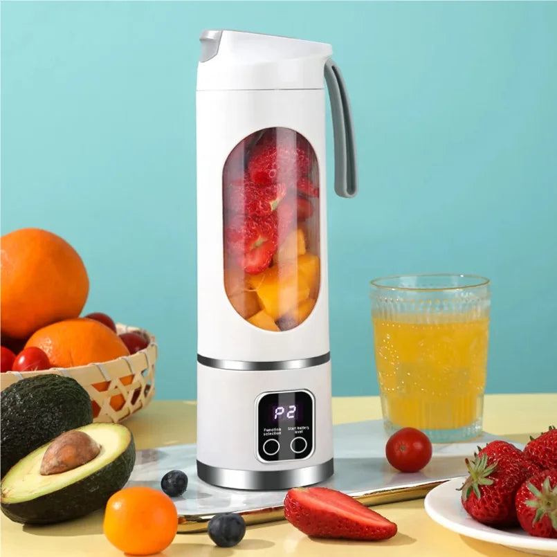 Portable 10-Blade Fruit Juicer with 450Ml Capacity, 3-Speed USB Rechargeable Blender for Smoothies and Ice Crushing