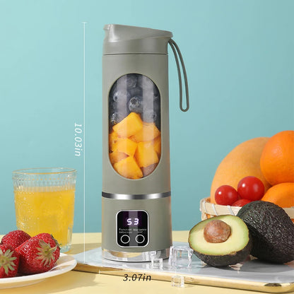 Portable 10-Blade Fruit Juicer with 450Ml Capacity, 3-Speed USB Rechargeable Blender for Smoothies and Ice Crushing