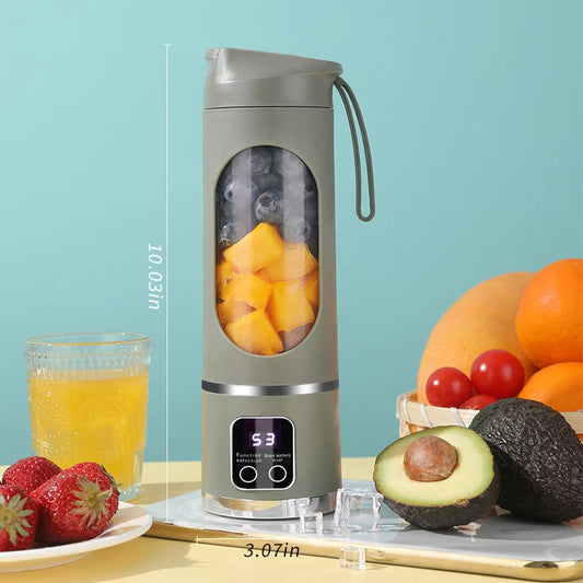 Portable 10-Blade Fruit Juicer with 450Ml Capacity, 3-Speed USB Rechargeable Blender for Smoothies and Ice Crushing