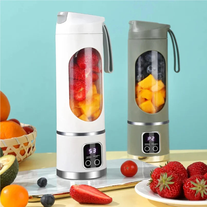 Portable 10-Blade Fruit Juicer with 450Ml Capacity, 3-Speed USB Rechargeable Blender for Smoothies and Ice Crushing