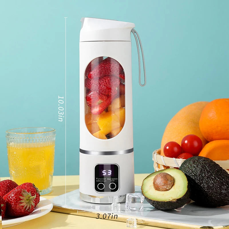 Portable 10-Blade Fruit Juicer with 450Ml Capacity, 3-Speed USB Rechargeable Blender for Smoothies and Ice Crushing
