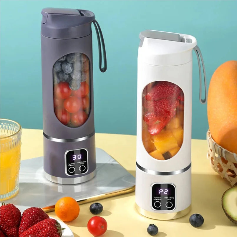 Portable 10-Blade Fruit Juicer with 450Ml Capacity, 3-Speed USB Rechargeable Blender for Smoothies and Ice Crushing